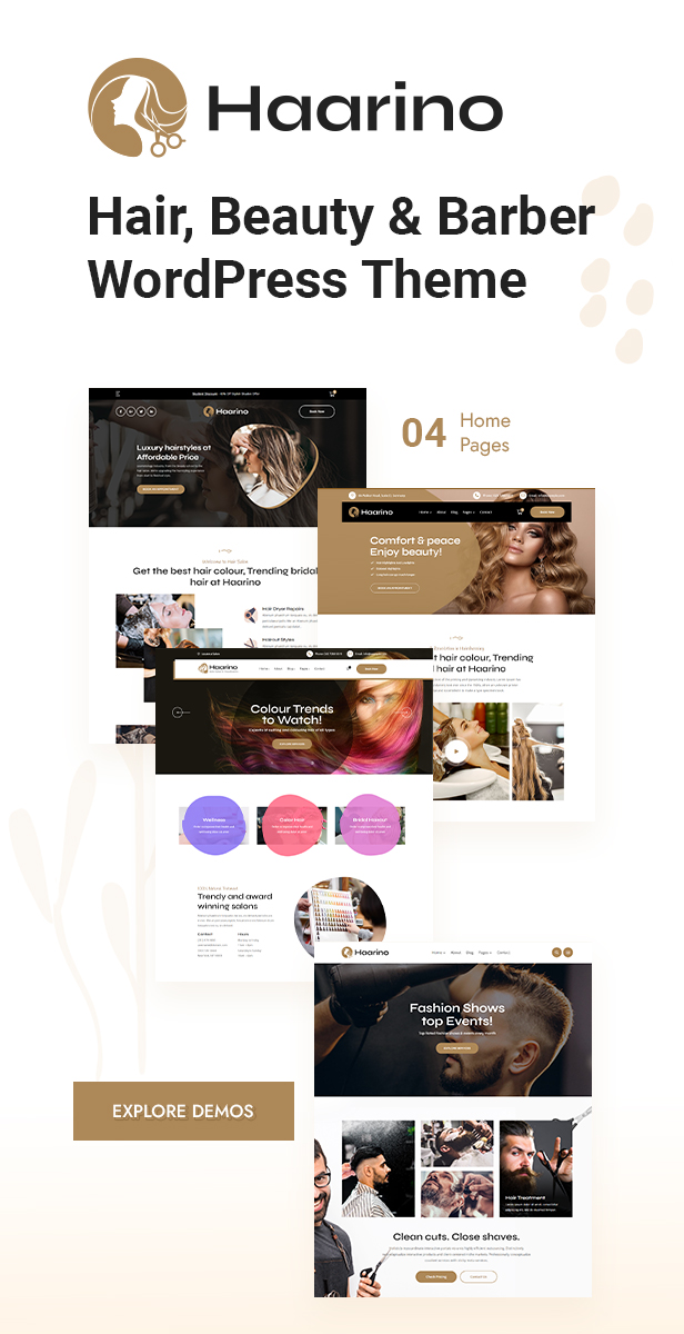 Haarino – Hair Beauty Makeup Salon & Barber Shop WordPress Theme