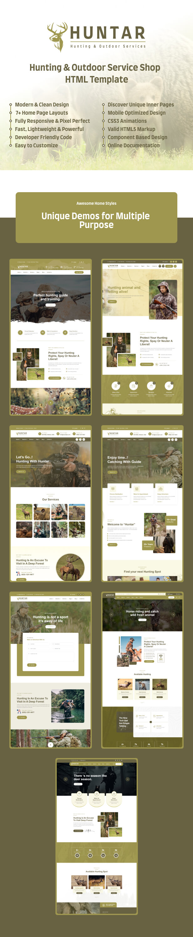 Huntar - Hunting & Outdoor Hobby Service HTML Template